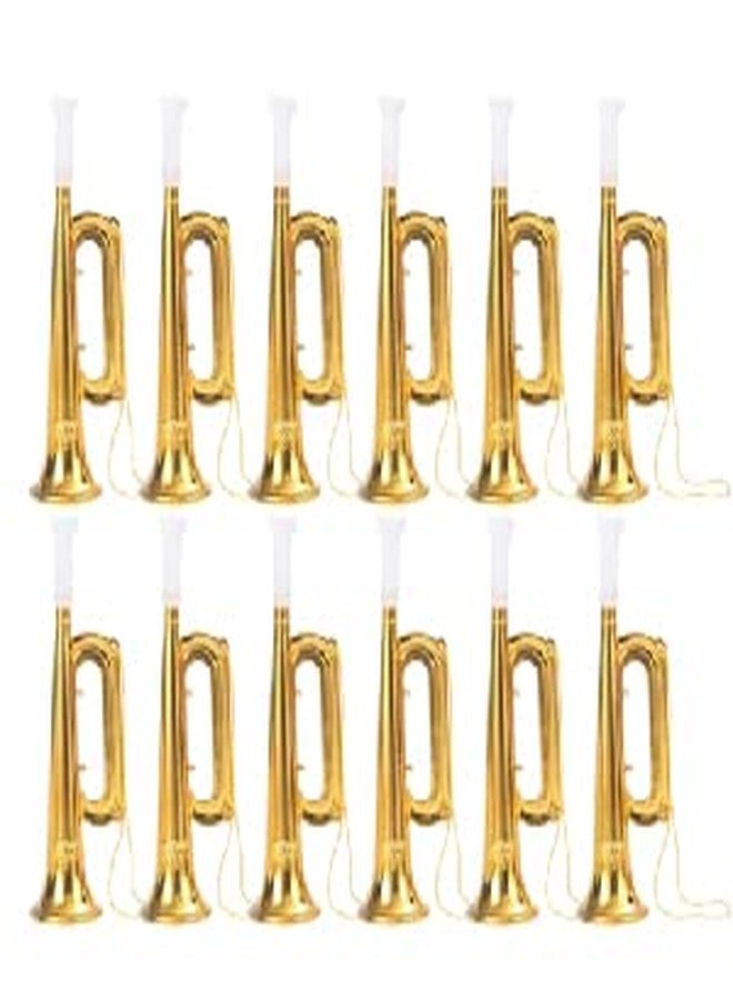 MEDANSH STORE Plastic Trumpet Noise Maker Kids Toys Cheerleader Football Match Cheering Props Birthday Party Favor Gift (Golden) (Pack of 12) - Image 1